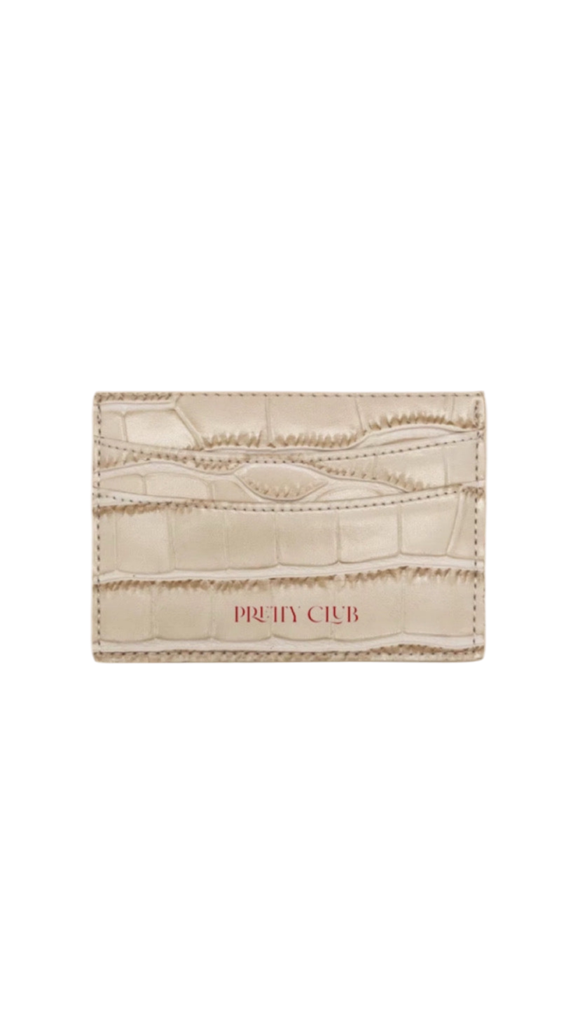 Beige Cream Croc Cardholder